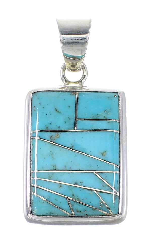 Southwest Sterling Silver Turquoise Inlay Pendant AX95279